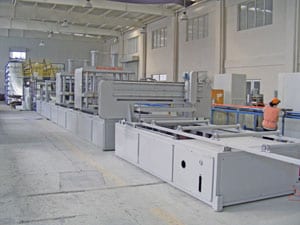 Pultrusion machines used to manufacturer FRP pultruded products at Liberty Pultrusions manufacturing.